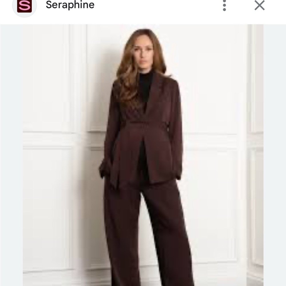 EUC Seraphine deep burgundy Pantsuit with Wide-Leg Knit Design - Sz S